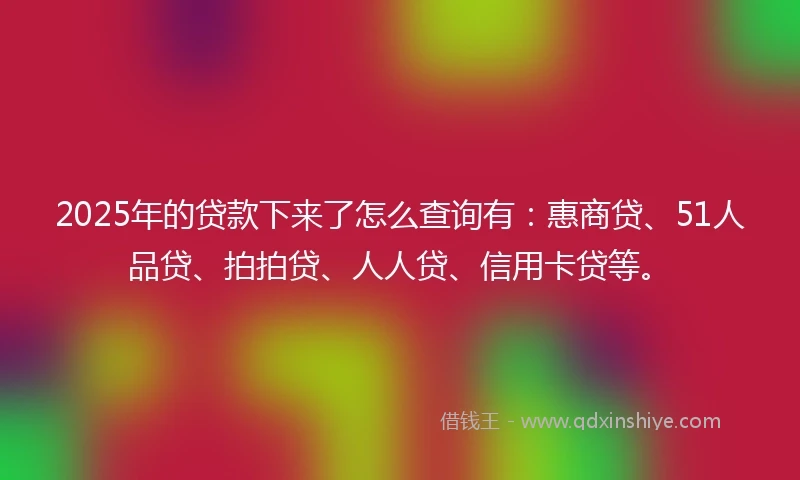 2025年的贷款下来了怎么查询有：惠商贷、51人品贷、拍拍贷、人人贷、信用卡贷等。
