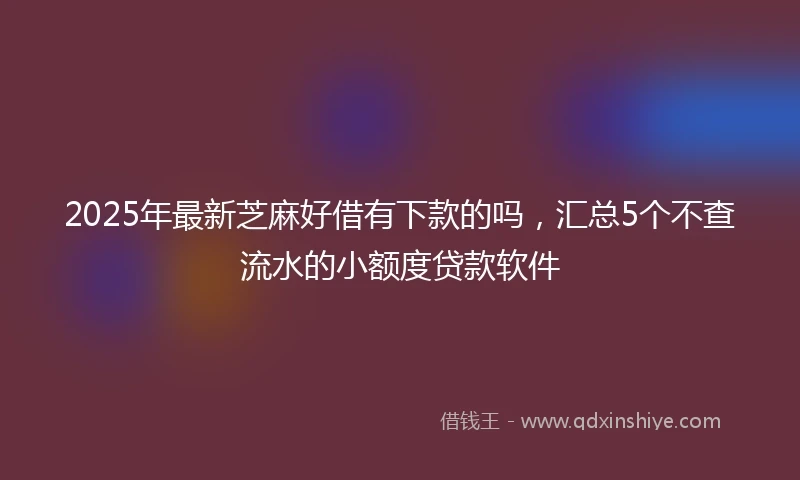 2025年最新芝麻好借有下款的吗，汇总5个不查流水的小额度贷款软件