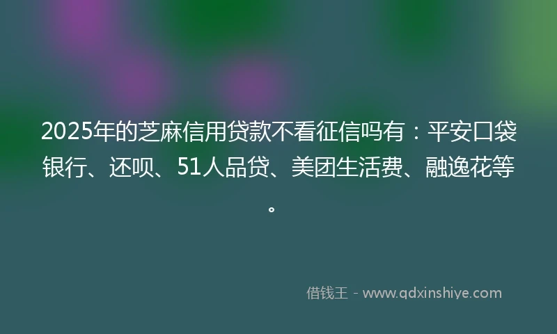 2025年的芝麻信用贷款不看征信吗有：平安口袋银行、还呗、51人品贷、美团生活费、融逸花等。