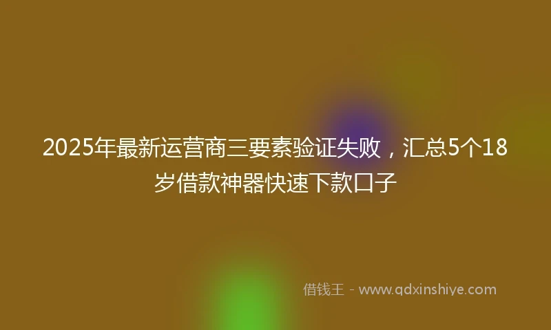 2025年最新运营商三要素验证失败，汇总5个18岁借款神器快速下款口子