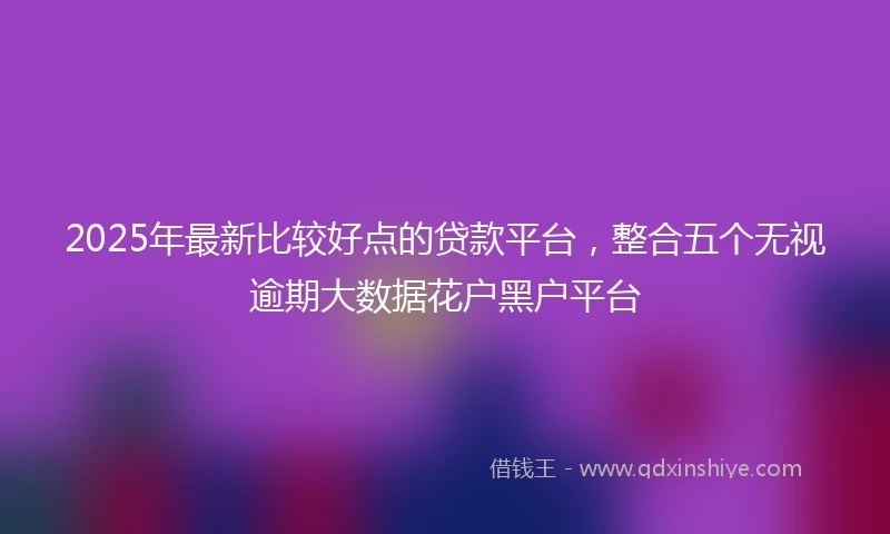 2025年最新比较好点的贷款平台，整合五个无视逾期大数据花户黑户平台