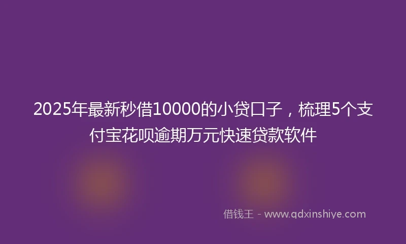 2025年最新秒借10000的小贷口子，梳理5个支付宝花呗逾期万元快速贷款软件