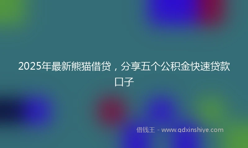2025年最新熊猫借贷，分享五个公积金快速贷款口子