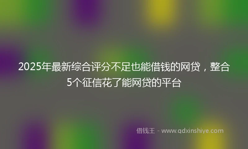 2025年最新综合评分不足也能借钱的网贷，整合5个征信花了能网贷的平台