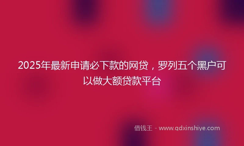 2025年最新申请必下款的网贷，罗列五个黑户可以做大额贷款平台