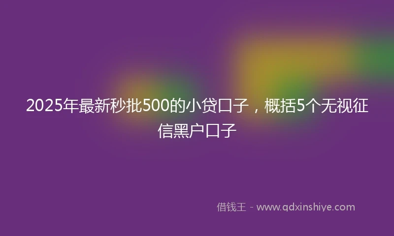 2025年最新秒批500的小贷口子，概括5个无视征信黑户口子