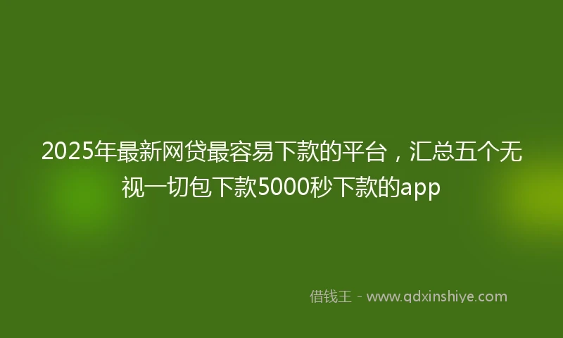 2025年最新网贷最容易下款的平台，汇总五个无视一切包下款5000秒下款的app