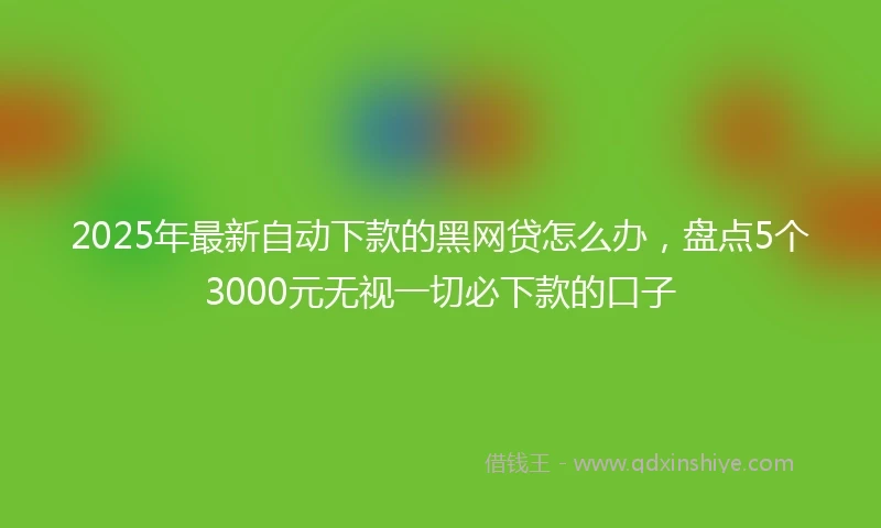 2025年最新自动下款的黑网贷怎么办，盘点5个3000元无视一切必下款的口子