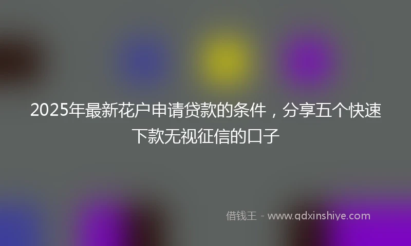 2025年最新花户申请贷款的条件，分享五个快速下款无视征信的口子