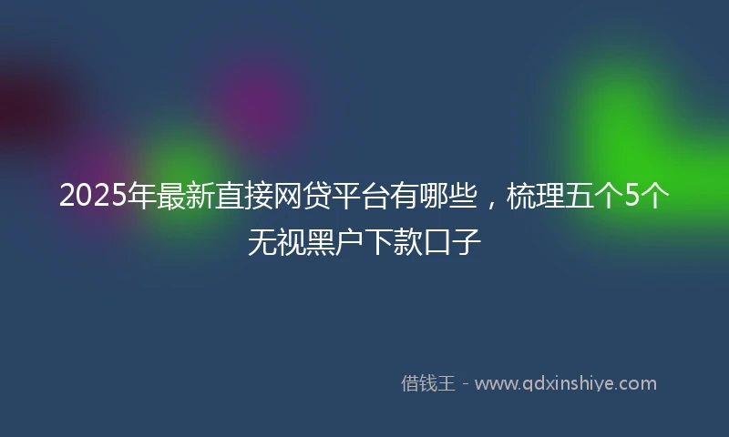 2025年最新直接网贷平台有哪些，梳理五个5个无视黑户下款口子