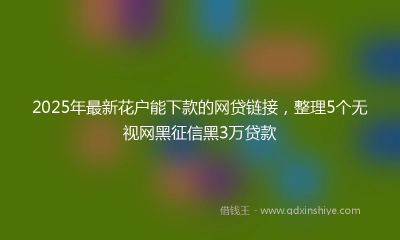 2025年最新花户能下款的网贷链接,整理5个无视网黑征信黑3万贷款