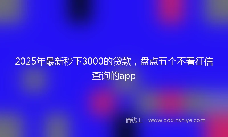 2025年最新秒下3000的贷款，盘点五个不看征信查询的app