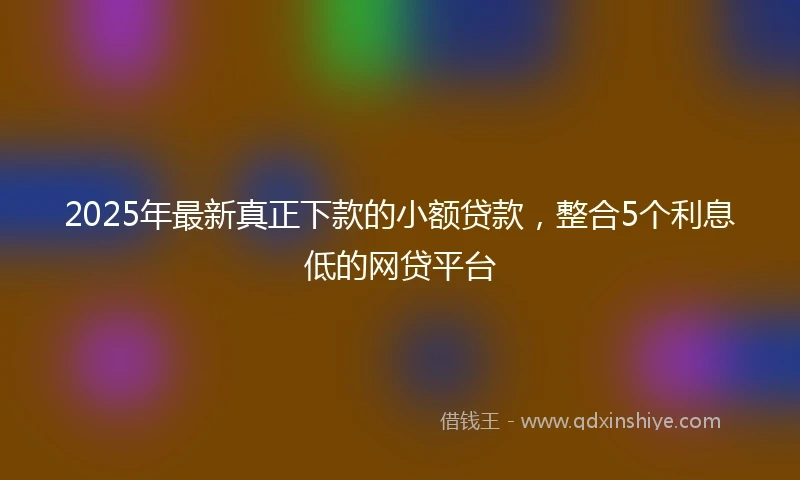 2025年最新真正下款的小额贷款，整合5个利息低的网贷平台