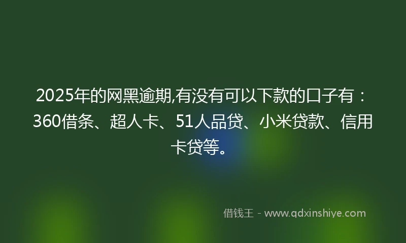 2025年的网黑逾期,有没有可以下款的口子有：360借条、超人卡、51人品贷、小米贷款、信用卡贷等。