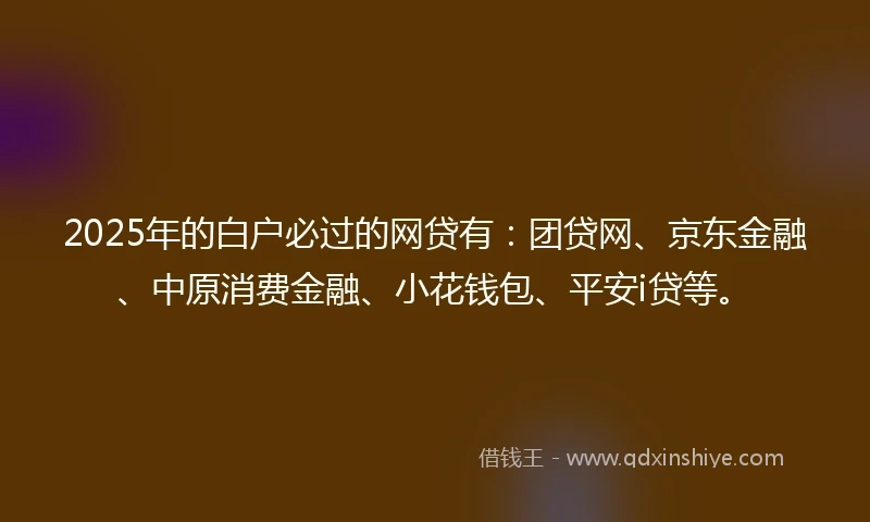2025年的白户必过的网贷有：团贷网、京东金融、中原消费金融、小花钱包、平安i贷等。