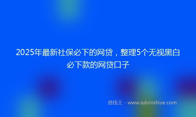 2025年最新社保必下的网贷，整理5个无视黑白必下款的网贷口子