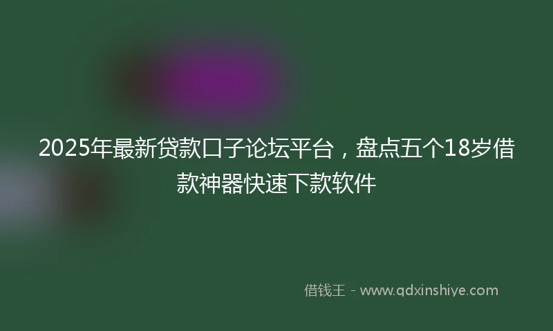 2025年最新贷款口子论坛平台，盘点五个18岁借款神器快速下款软件