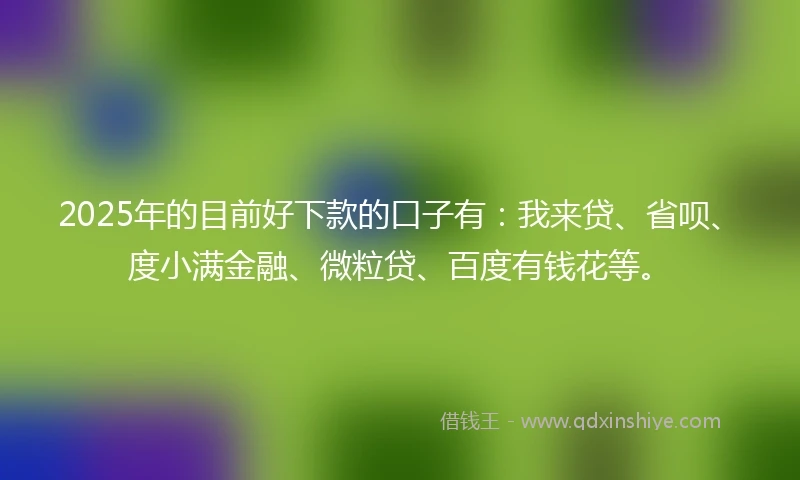 2025年的目前好下款的口子有：我来贷、省呗、度小满金融、微粒贷、百度有钱花等。