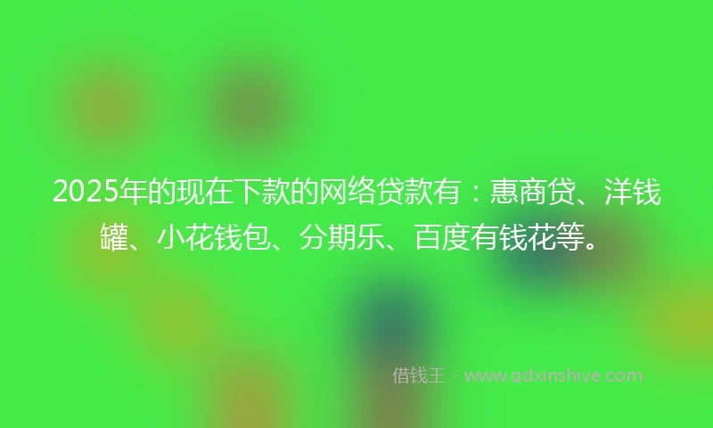 2025年的现在下款的网络贷款有:惠商贷、洋钱罐、小花钱包、分期乐、百度有钱花等。