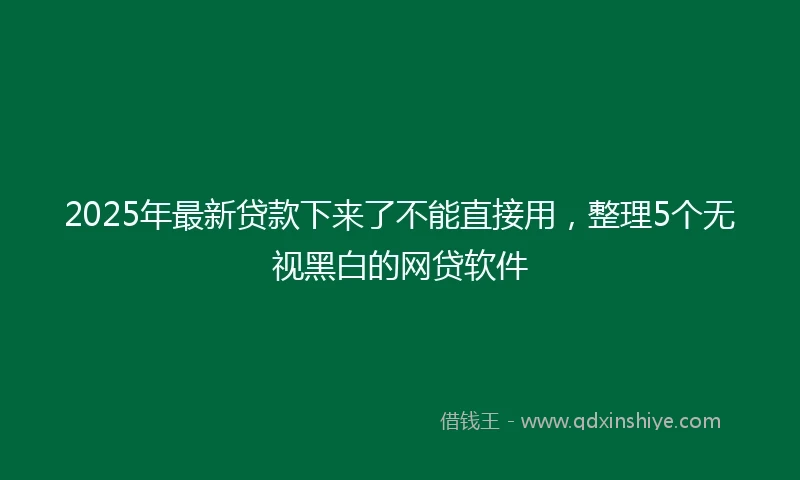2025年最新贷款下来了不能直接用，整理5个无视黑白的网贷软件