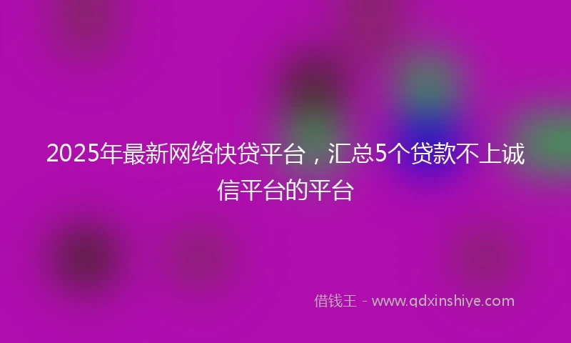 2025年最新网络快贷平台，汇总5个贷款不上诚信平台的平台
