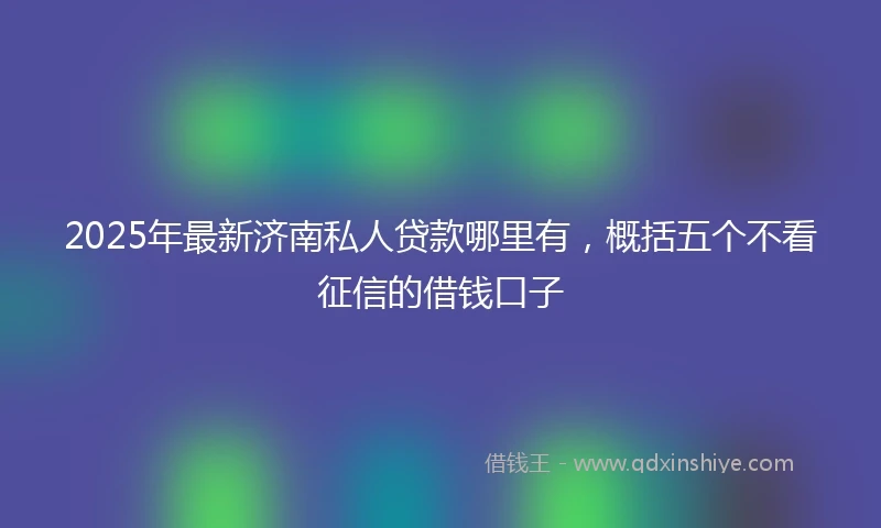 2025年最新济南私人贷款哪里有，概括五个不看征信的借钱口子