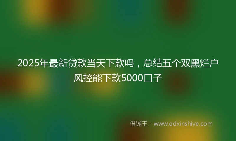 2025年最新贷款当天下款吗，总结五个双黑烂户风控能下款5000口子