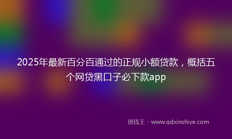 2025年最新百分百通过的正规小额贷款，概括五个网贷黑口子必下款app