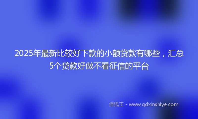 2025年最新比较好下款的小额贷款有哪些，汇总5个贷款好做不看征信的平台