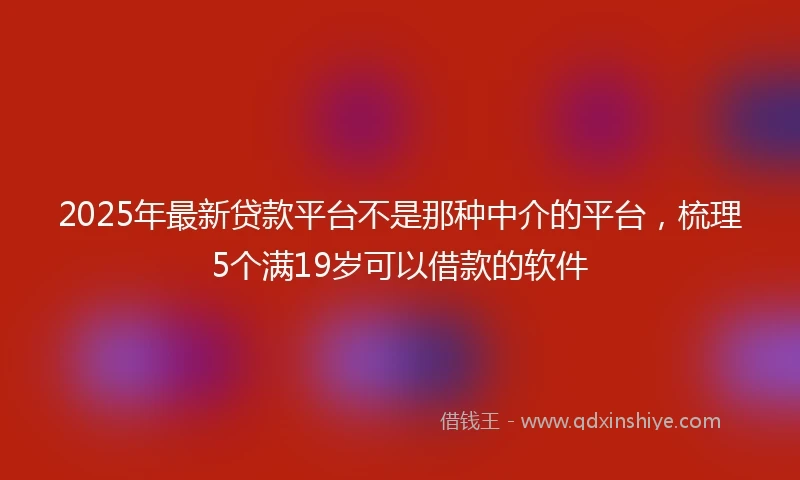 2025年最新贷款平台不是那种中介的平台，梳理5个满19岁可以借款的软件