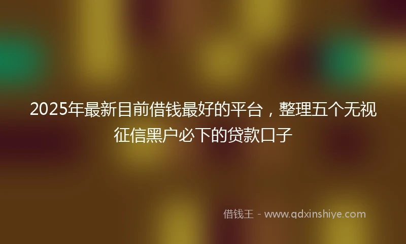 2025年最新目前借钱最好的平台，整理五个无视征信黑户必下的贷款口子