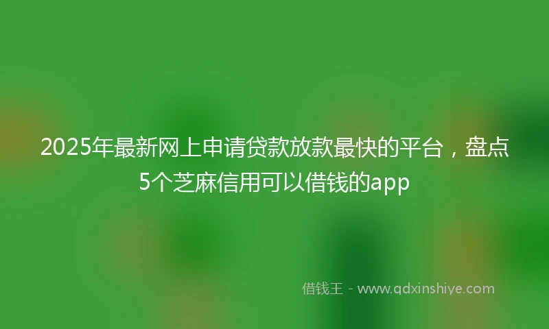2025年最新网上申请贷款放款最快的平台，盘点5个芝麻信用可以借钱的app
