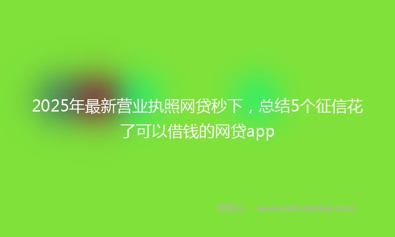 2025年最新营业执照网贷秒下，总结5个征信花了可以借钱的网贷app