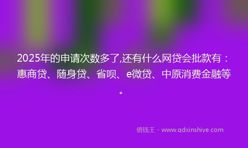 2025年的申请次数多了,还有什么网贷会批款有：惠商贷、随身贷、省呗、e微贷、中原消费金融等。