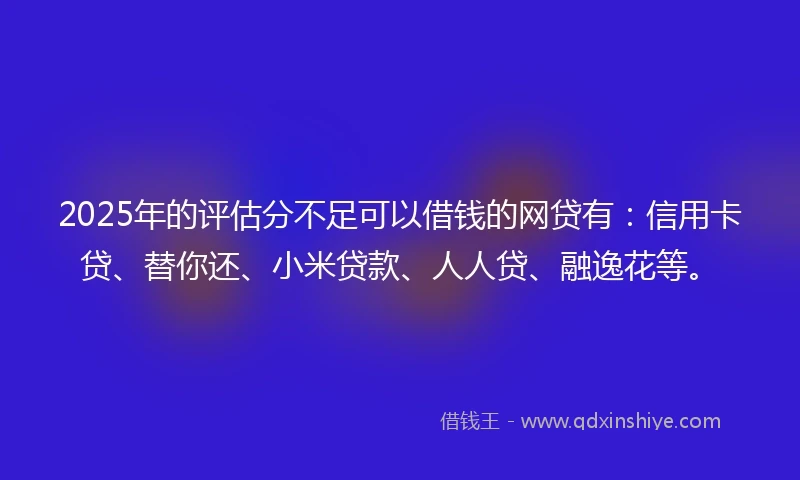 2025年的评估分不足可以借钱的网贷有：信用卡贷、替你还、小米贷款、人人贷、融逸花等。