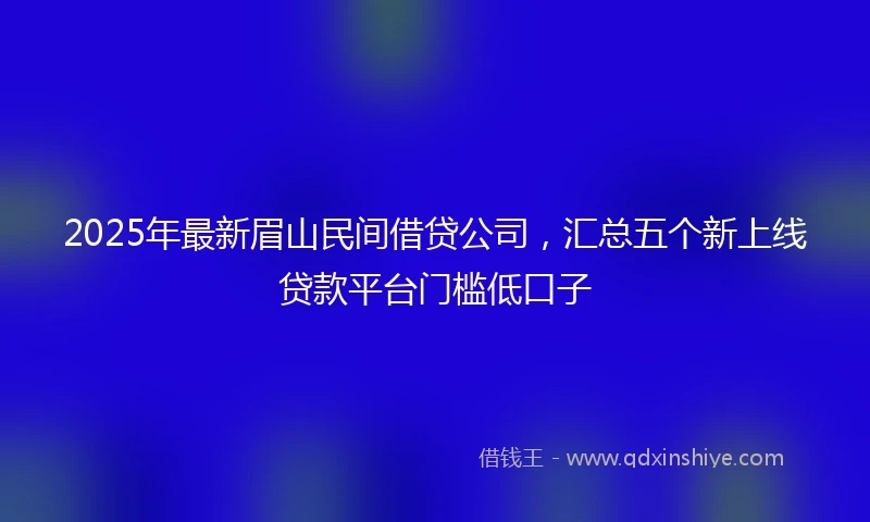 2025年最新眉山民间借贷公司，汇总五个新上线贷款平台门槛低口子
