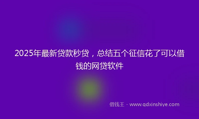 2025年最新贷款秒贷，总结五个征信花了可以借钱的网贷软件