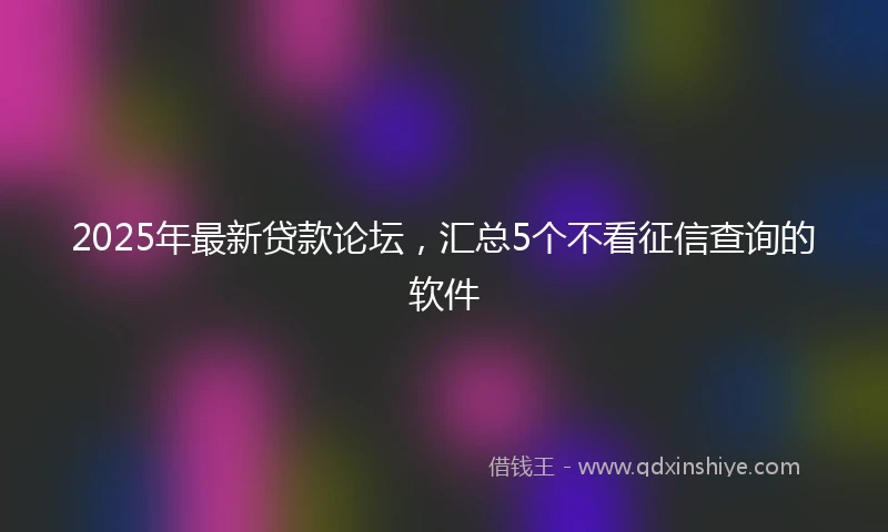 2025年最新贷款论坛，汇总5个不看征信查询的软件