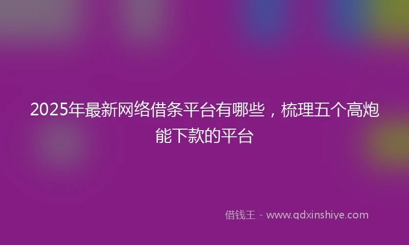 2025年最新网络借条平台有哪些，梳理五个高炮能下款的平台
