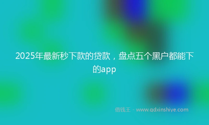 2025年最新秒下款的贷款，盘点五个黑户都能下的app