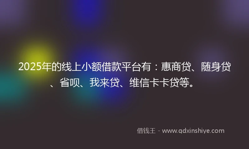 2025年的线上小额借款平台有：惠商贷、随身贷、省呗、我来贷、维信卡卡贷等。