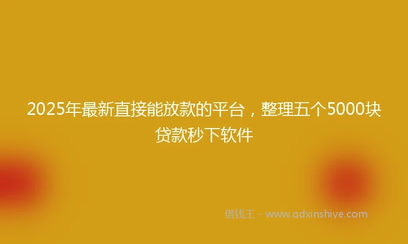 2025年最新直接能放款的平台，整理五个5000块贷款秒下软件