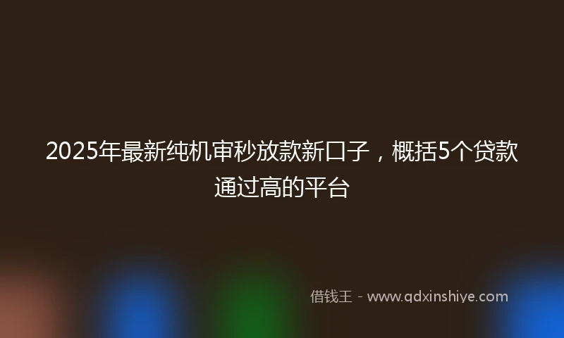 2025年最新纯机审秒放款新口子，概括5个贷款通过高的平台