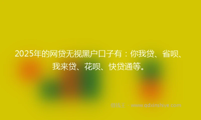 2025年的网贷无视黑户口子有：你我贷、省呗、我来贷、花呗、快贷通等。