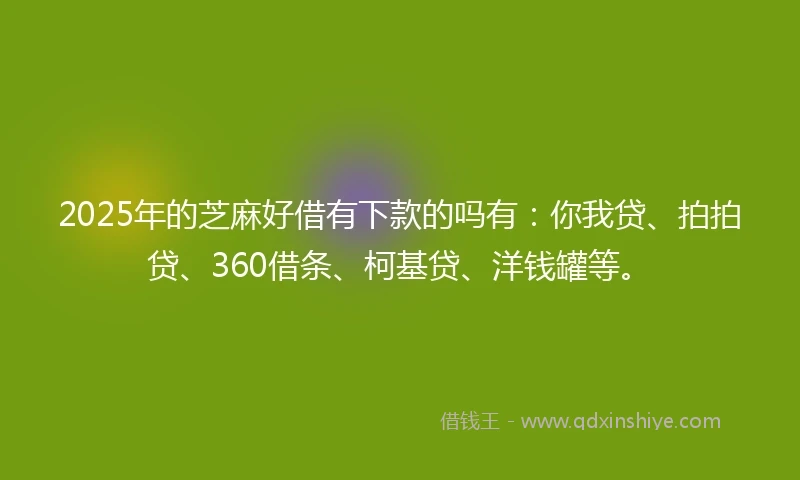 2025年的芝麻好借有下款的吗有：你我贷、拍拍贷、360借条、柯基贷、洋钱罐等。