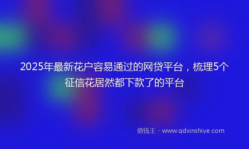2025年最新花户容易通过的网贷平台，梳理5个征信花居然都下款了的平台