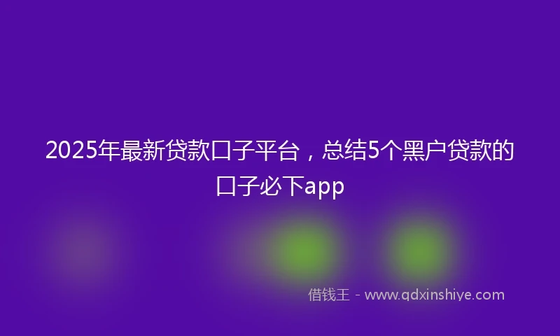 2025年最新贷款口子平台,总结5个黑户贷款的口子必下app