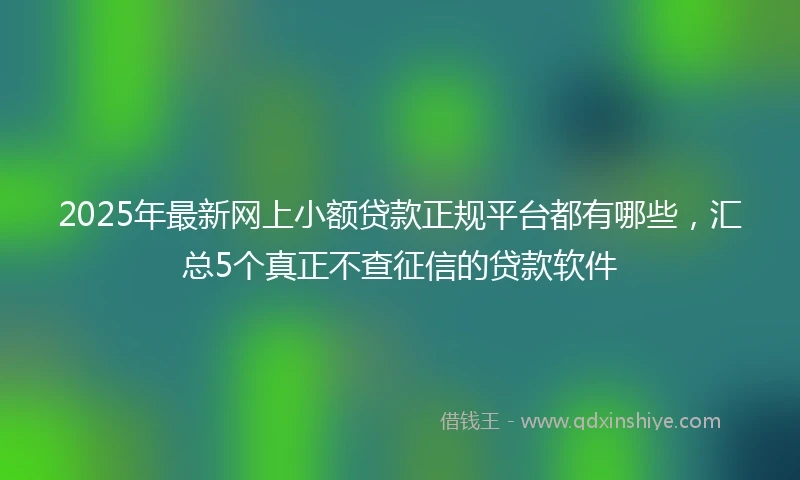 2025年最新网上小额贷款正规平台都有哪些，汇总5个真正不查征信的贷款软件
