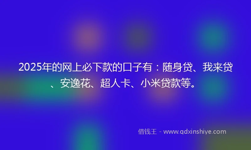 2025年的网上必下款的口子有：随身贷、我来贷、安逸花、超人卡、小米贷款等。