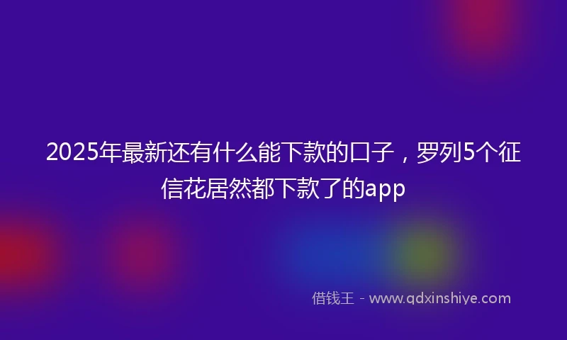 2025年最新还有什么能下款的口子，罗列5个征信花居然都下款了的app
